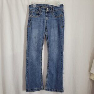 Wallflower Jeans Embellished Denim Junior 5 rhinestone embroidered distressed